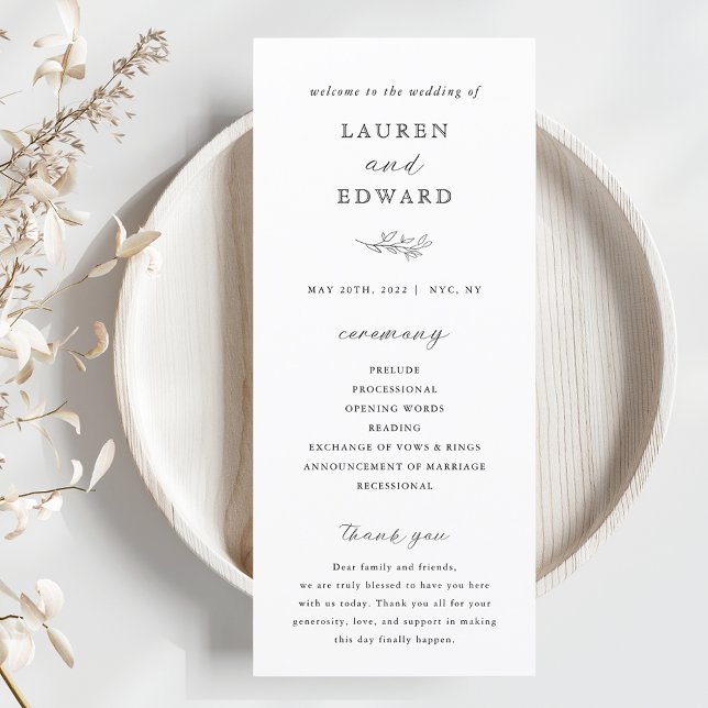 Modern Elegant Botanical Wedding Program Programme (Creator Uploaded)