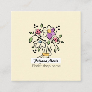 Modern Elegant Bouquet Floral Florist  Square Business Card