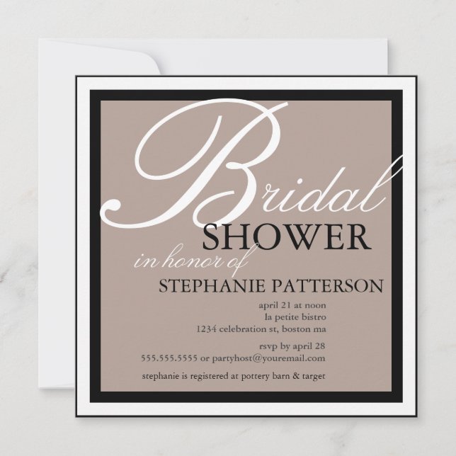 Modern & Elegant Bridal Shower in Beige Invitation (Front)