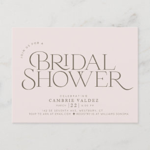 Modern, Elegant bridal shower invitation Postcard