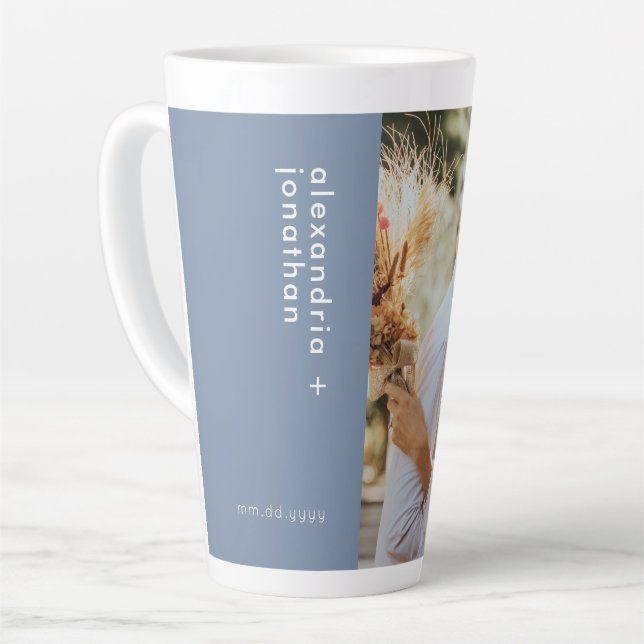 Modern Elegant Bride and Groom Photo Latte Mug (Left Angle)