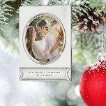 Modern Elegant Bride and Groom Wedding Photo Ceram<br><div class="desc">Modern Elegant Bride and Groom Wedding Photo Ornament</div>
