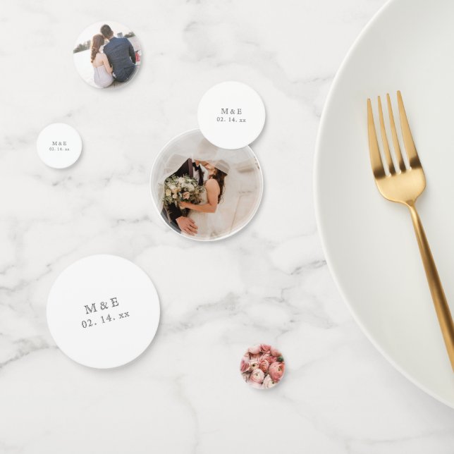 Modern Elegant Bride and Groom Wedding Photo Confetti (Group)