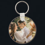 Modern Elegant Bride and Groom Wedding Photo Key Ring<br><div class="desc">Modern Elegant Bride and Groom Wedding Photo keychain</div>