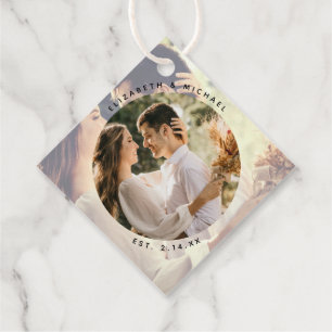 Modern Elegant Bride & Groom Couple Photo Wedding Favour Tags