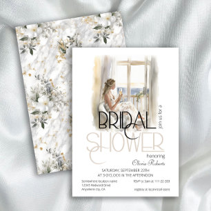 Modern Elegant Bride in Wedding Gown Bridal Shower Invitation
