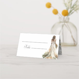 Modern Elegant Bride in Wedding Gown Bridal Shower Place Card