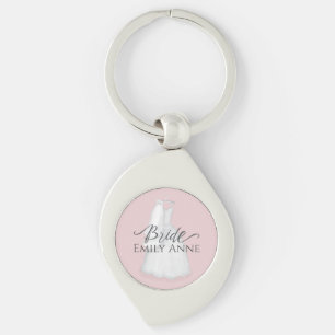 Modern Elegant Bride Minimalist Blush Pink Key Ring