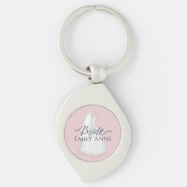 Modern Elegant Bride Minimalist Blush Pink Key Ring (Front)
