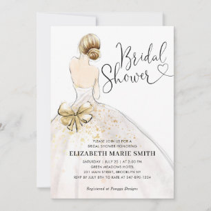 Modern Elegant Bride Wedding Gown Bridal Shower Invitation