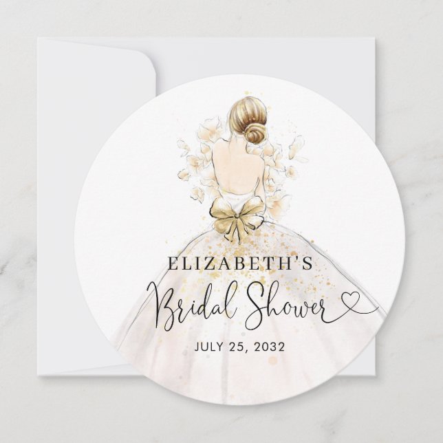 Modern Elegant Bride Wedding Gown Bridal Shower Invitation (Front)