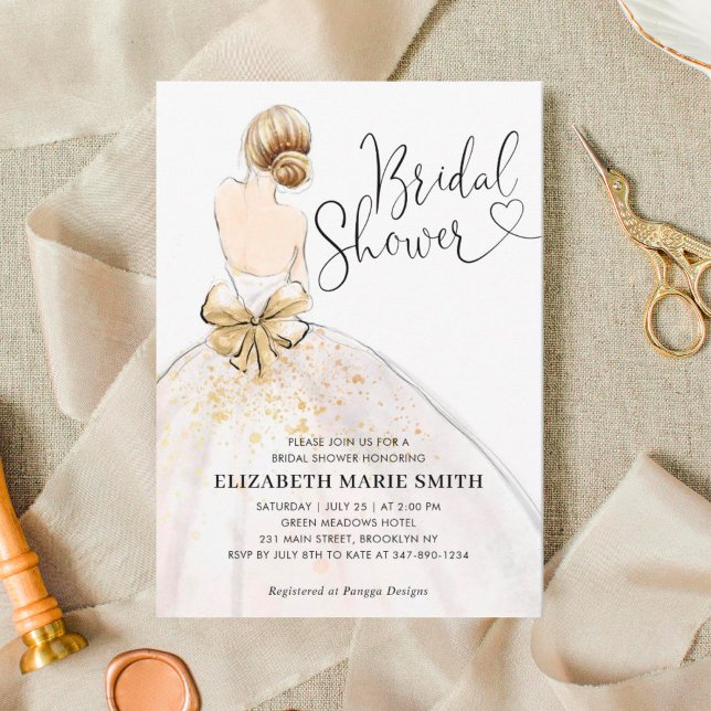 Modern Elegant Bride Wedding Gown Bridal Shower Invitation (Creator Uploaded)