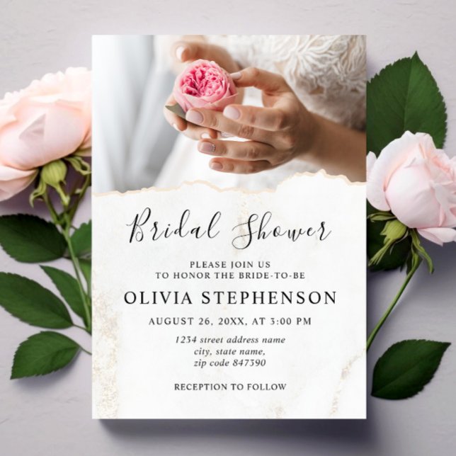 Modern Elegant Bride with Roses Bridal Shower Invitation (Creator Uploaded)