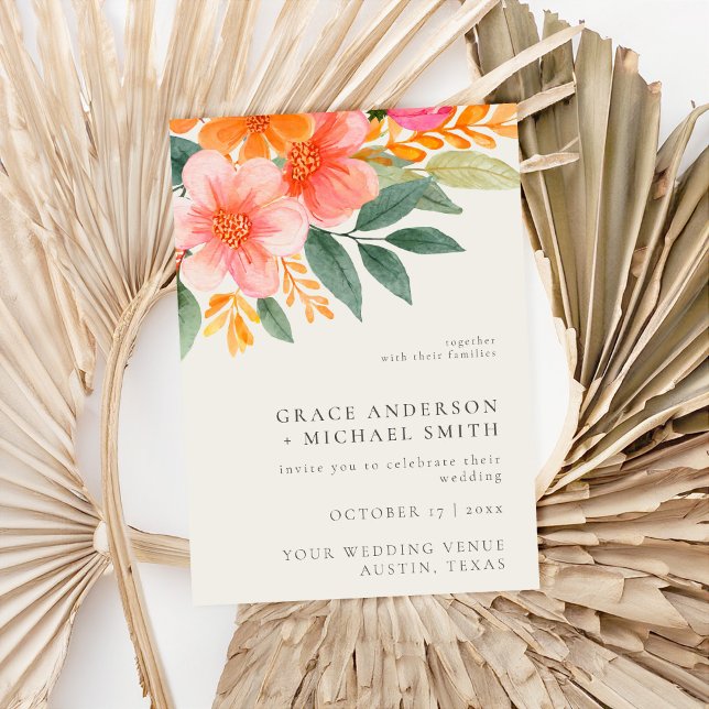 Modern Elegant Bright Floral Wedding Invitation (Creator Uploaded)