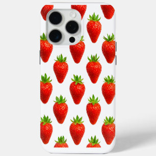 Modern elegant bright watercolor red strawberries iPhone 15 pro max case