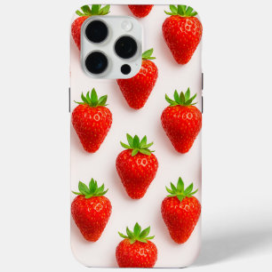 Modern elegant bright watercolor red strawberries iPhone 15 pro max case