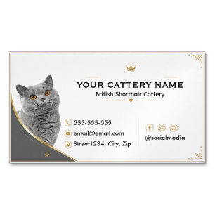 Modern Elegant British Shorthair Cattery Magnetic Business Card