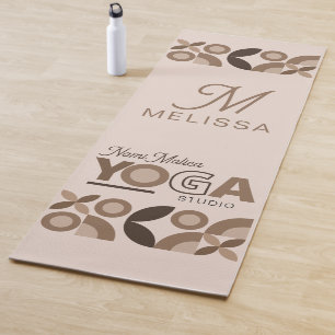Modern  Elegant Brown Beige Geometric Yoga Studio Mat