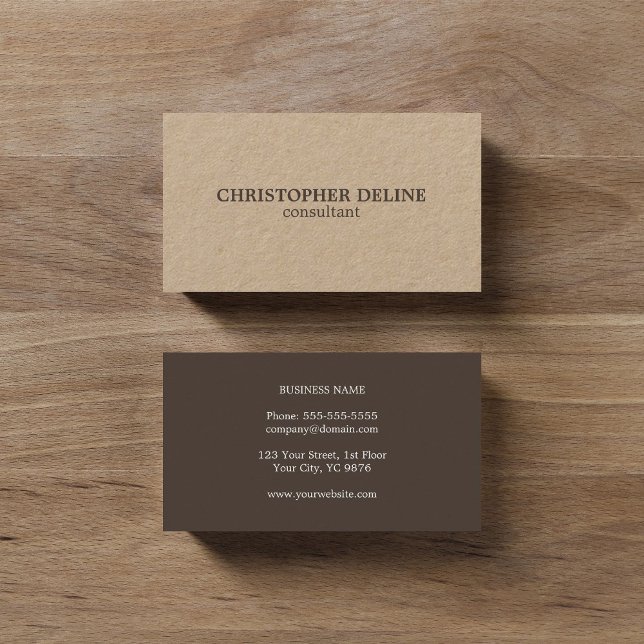 Modern Elegant Brown Kraft Consultant Business Card (Creator Uploaded)