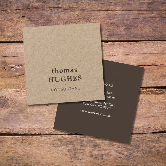Modern Elegant Brown Kraft Consultant Square Business Card (Creator Uploaded)