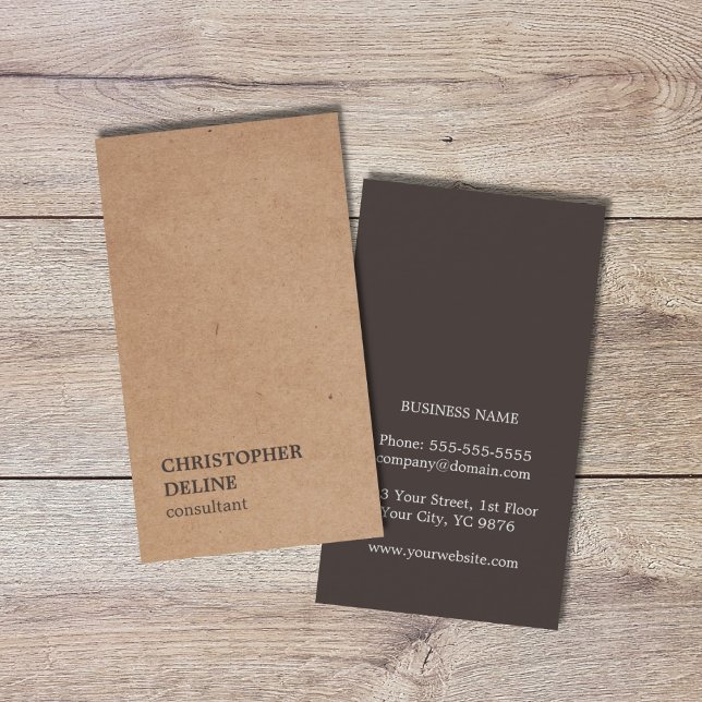 Modern Elegant Brown Kraft Paper Consultant Business Card (Creator Uploaded)
