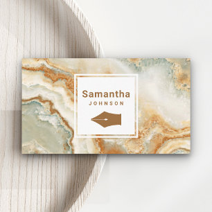 Modern Elegant Brown Marble Pen Nib Professional Business Card
