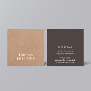 Modern Elegant Brown Printed Kraft Consultant Square Business Card