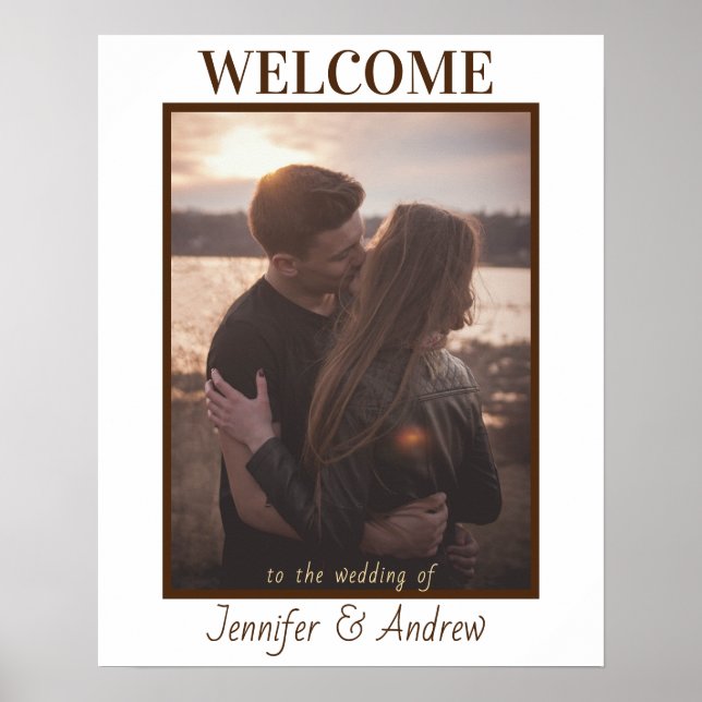 Modern Elegant Brown Tone Photo Welcome Sign (Front)