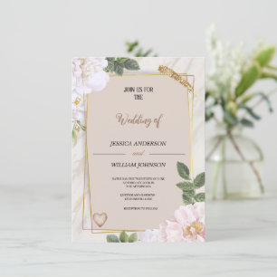 modern elegant brown wedding party with flowers  invitation