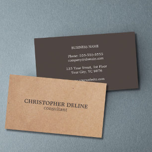 Modern Elegant Brown White PRINTED Kraft Paper Business Card