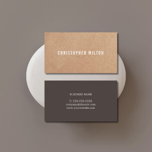 Modern Elegant Brown White PRINTED Kraft Paper Business Card