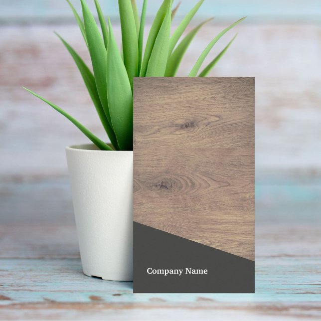 Modern Elegant Brown Wooden Grey Consultant Business Card (Creator Uploaded)