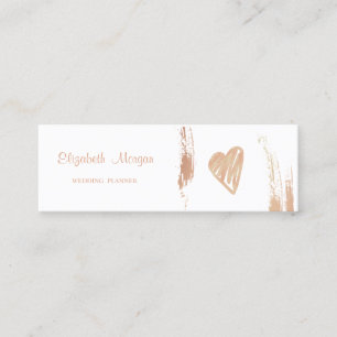 Modern Elegant,Brush Stroke,Heart,White Mini Business Card