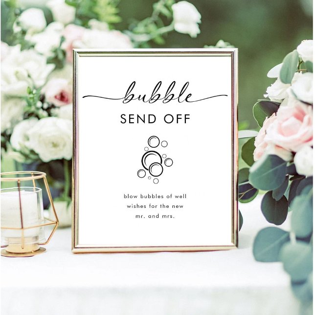 Modern Elegant Bubble Send Off Script Pedestal Sign (Creator Uploaded)