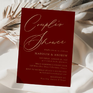 Modern Elegant Burgundy and Gold Couple's Shower