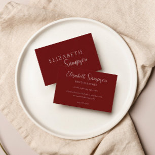 Modern Elegant Burgundy and White Business Card