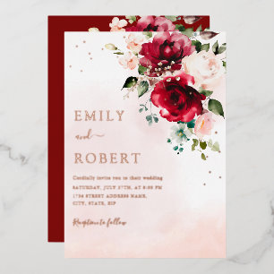 Modern Elegant Burgundy Blush Boho Floral Wedding