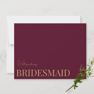 Modern & Elegant Burgundy bridesmaid proposal Card