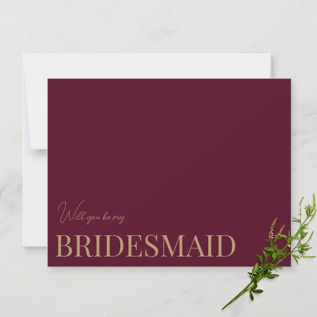 Modern & Elegant Burgundy bridesmaid proposal Card (Creator Uploaded)