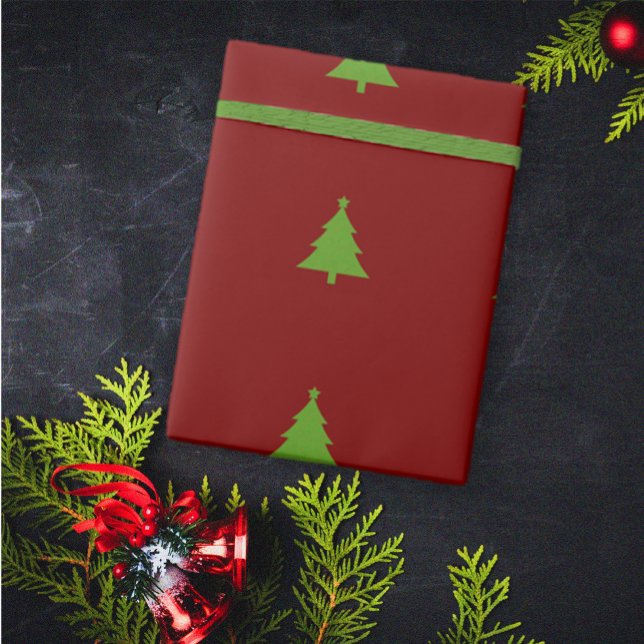 Modern Elegant Burgundy Green Christmas Wrapping Paper (Modern Elegant Burgundy Green Christmas Wrapping Paper)