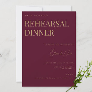 Modern & Elegant Burgundy Rehearsal Dinner Card