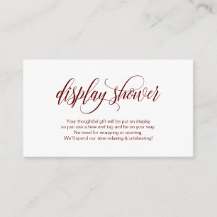 Modern elegant, Burgundy script, Display Shower Enclosure Card