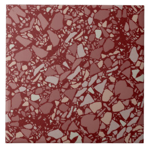 Modern Elegant Burgundy Terrazzo Effect Tile