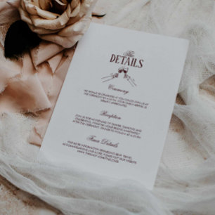 Modern Elegant Burgundy Wedding Details  Enclosure Card