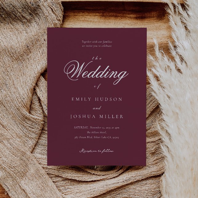 Modern Elegant Burgundy Wedding Invitation (Creator Uploaded)