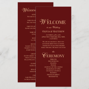 Modern Elegant Burgundy Wedding Program