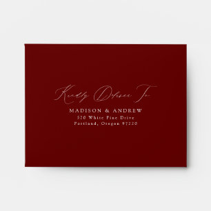 Modern Elegant Burgundy Wedding RSVP Envelope