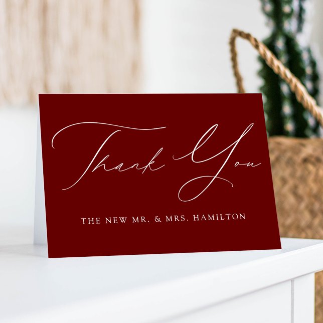 Modern Elegant Burgundy Wedding Thank You Card (Creator Uploaded)