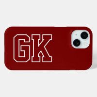 Modern Elegant Burgundy White Monogram Initials