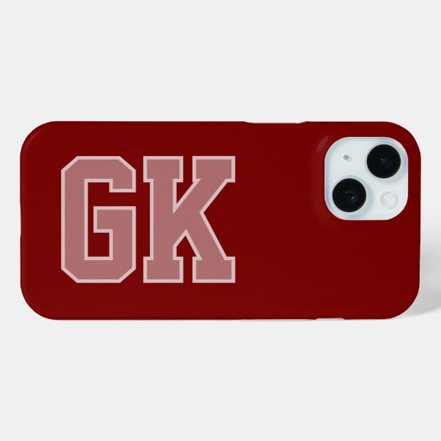 Modern Elegant Burgundy White Monogram Initials Case-Mate iPhone Case (Back (Horizontal))